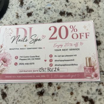 DL NAIL SPA - Here is the address and the special they have going on right now. - Nail Salons Near Me - Pleasant Hill, California