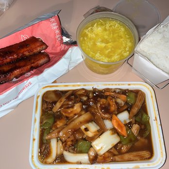 Larry’s Chinese Restaurant & Bar - BBQ ribs, shrimp in garlic sauce, white rice and egg drop soup - Chinese Near Me - Pine Bush, New York Larry’s Chinese Restaurant & Bar - BBQ ribs, shrimp in garlic sauce, white rice and egg drop soup - Chinese Near Me - Pine Bush, New York