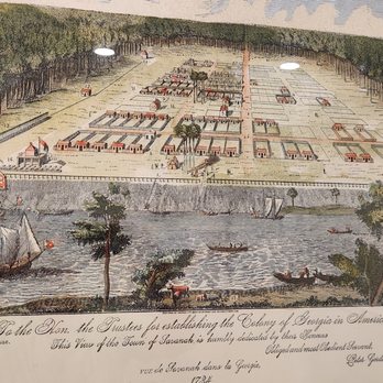 Vic's On the River - Savannah City Plan from the 1700s on the wall - Seafood Near Me - Savannah, Georgia