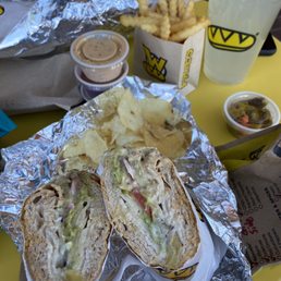Built my own sandwich with turkey, avocado and which Wich sauce on wheat bread Built my own sandwich with turkey, avocado and which Wich sauce on wheat bread