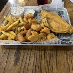 Earl & Jerrys Seafood Shack - Shrimp and Flounder dinner at Earl and Jerry's.
