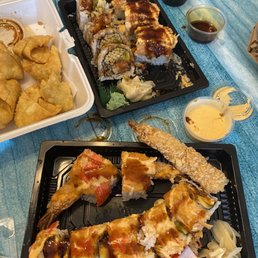 a variety of sushi dishes a variety of sushi dishes