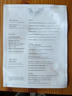 Menu photo 5 Half Shell Seattle, WA