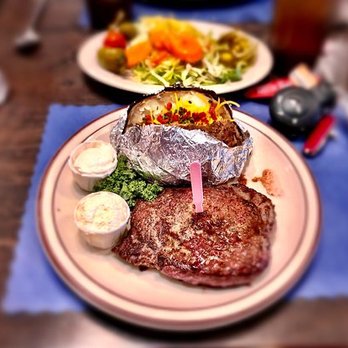 Section Hand Steakhouse - 6oz sirloin with a loaded baked potato and a self made salad from the salad bar! - Steakhouses Near Me - Brownwood, Texas Section Hand Steakhouse - 6oz sirloin with a loaded baked potato and a self made salad from the salad bar! - Steakhouses Near Me - Brownwood, Texas