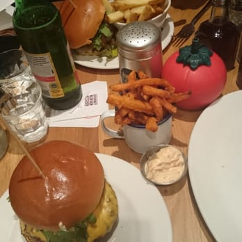 Gourmet Burger Kitchen - The Don burger at the front and the Blazing Sombrero at the back - Burgers Near Me - London, XGL Gourmet Burger Kitchen - The Don burger at the front and the Blazing Sombrero at the back - Burgers Near Me - London, XGL