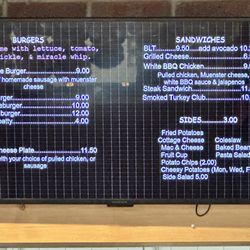 The Kitchen Table - Burger, sandwich, and side menu.