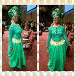 I used beautiful green lace from LTJ Fabrics to make a African gown