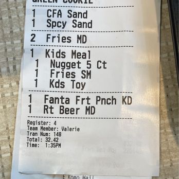 Chick-fil-A - Receipt - Fast Food Near Me - Kapolei, Hawaii Chick-fil-A - Receipt - Fast Food Near Me - Kapolei, Hawaii
