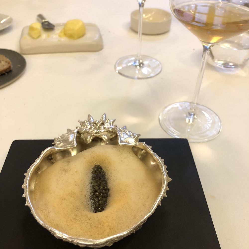 La Mère Brazier - Spider and Sea Crab with Shell Emulsion and Oscieter Caviar - French Near Me - Lyon, 69