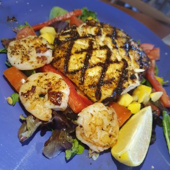 Maui Fish House - Seafood Salad. Got the grilled Cajun Mahi Mahi and Shrimp drizzled with Mango Vinaigrette Dressing. - Seafood Near Me - Phoenix, Arizona Maui Fish House - Seafood Salad. Got the grilled Cajun Mahi Mahi and Shrimp drizzled with Mango Vinaigrette Dressing. - Seafood Near Me - Phoenix, Arizona