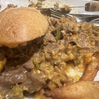 Rockslide Brew Pub - Philly Steak Sandwich. This was awful. A plate of mess. - Brewpubs Near Me - Grand Junction, Colorado