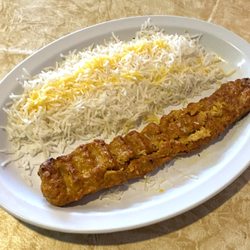 KC Grill & Kabob - Chicken Kabob Plate Lunch Special (Hummus and Naan Included but Shown Separately)