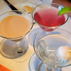 The Lake Grill - From left to right: coffee martini, cosmopolitan, lychee martini