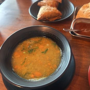Chef Arango Indian Restaurant - Lentil soup and veggie samosas - Indian Near Me - Los Angeles, California Chef Arango Indian Restaurant - Lentil soup and veggie samosas - Indian Near Me - Los Angeles, California