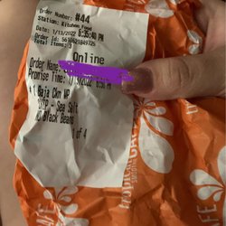 Tropical Smoothie Cafe - Order slip showing no beans