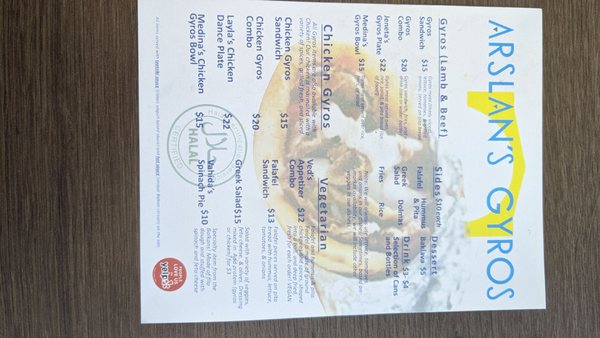 Menu photo 2 Arslans Gyros Quartzsite, AZ