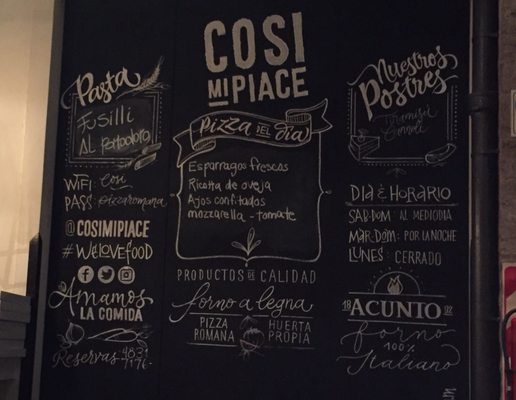 Menu photo 1 Cosi Mi Piace Buenos Aires, C Menu photo 1 Cosi Mi Piace Buenos Aires, C