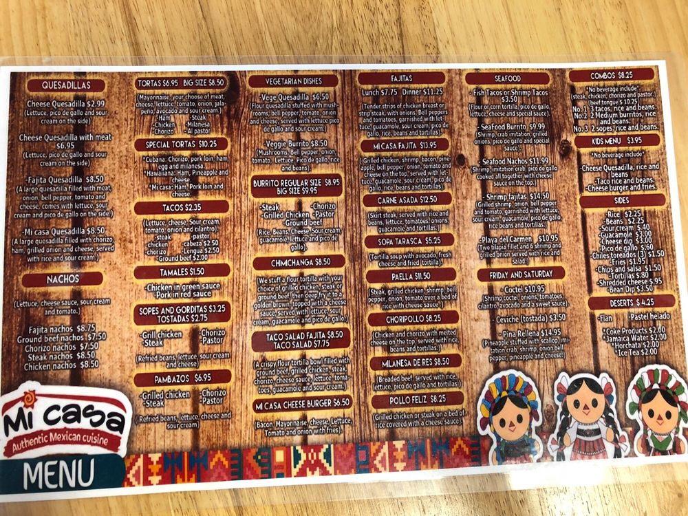 Food from Mi Casa Authentic Mexican Cuisine