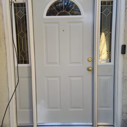 Steve's Door Installation - Door and side lights installed.