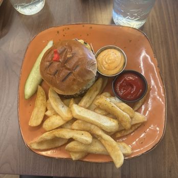 Rusted Roost Restaurant & Bar - Elk burger w/fried and smoked tomato aioli - Bars Near Me - Menasha, Wisconsin