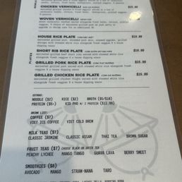 Back of menu