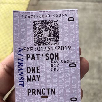 NJ Transit - Paterson Station - What an average rail ticket would look like. Buy before you board to avoid a 5$ surcharge. Note: This is a discounted ticket. (12/9/2018) - Train Stations Near Me - Paterson, New Jersey
