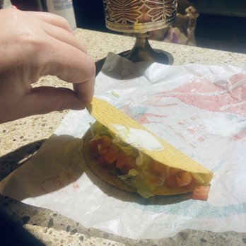 Taco Bell - Hard taco which had no cheese and the sour cream was in the wrong position on the taco. - Fast Food Near Me - Noblesville, Indiana Taco Bell - Hard taco which had no cheese and the sour cream was in the wrong position on the taco. - Fast Food Near Me - Noblesville, Indiana