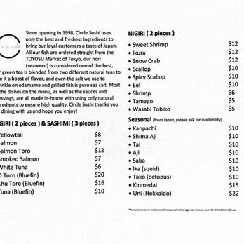 Circle Sushi - menu in 2022 - Sushi Bars Near Me - Atlanta, Georgia Circle Sushi - menu in 2022 - Sushi Bars Near Me - Atlanta, Georgia