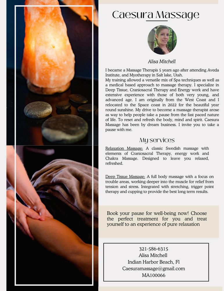 CAESURA MASSAGE Updated October 2024 Request an Appointment