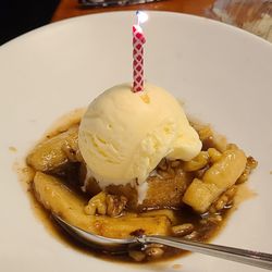 Bananas Foster. (w/ b'day candle)