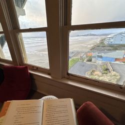 Newport Visual Arts Center - View of the Bisual Arts Center from the upstairs library and reading room of the Sylvia Beach Hotel. Looked at it all weekend.