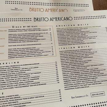 Brutto Americano - White wine menu. - Italian Near Me - New Orleans, Louisiana
