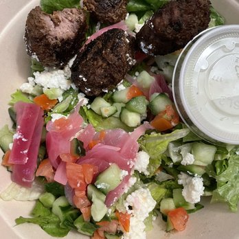 CAVA - Salad with cold meatballs that we didn't order - Mediterranean Near Me - San Diego, California