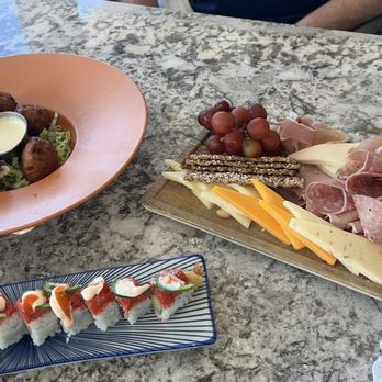Ten Palms - Conch fritters, pagesus roll and charcuterie. - American Near Me - Hallandale Beach, Florida Ten Palms - Conch fritters, pagesus roll and charcuterie. - American Near Me - Hallandale Beach, Florida