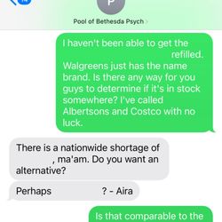 Pool of Bethesda Psychiatric Health - Not sure who Aira is, but I assume she is not a provider nor is she qualified to make suggestions like this.
