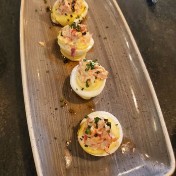Crosby's Kitchen - Lobster deviled eggs (we added 1 extra for easy sharing) - American Near Me - Chicago, Illinois Crosby's Kitchen - Lobster deviled eggs (we added 1 extra for easy sharing) - American Near Me - Chicago, Illinois