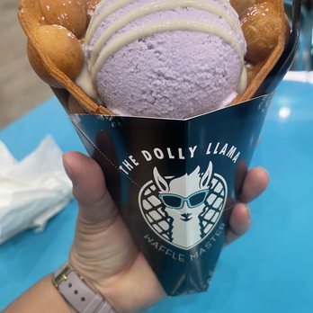 The Dolly Llama - Ube Ice Cream with Bubble Waffle - Waffles Near Me - Winter Garden, Florida The Dolly Llama - Ube Ice Cream with Bubble Waffle - Waffles Near Me - Winter Garden, Florida