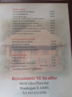 Menu photo 1 Restaurante Mi Jacalito Waukegan, IL Menu photo 1 Restaurante Mi Jacalito Waukegan, IL