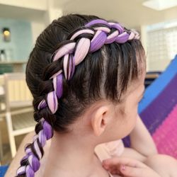 Sunny Braids - Double braid with pink and white extensions