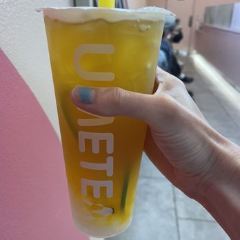 Ume Tea - Passion Fruit Green Tea w/ Crystal Boba And Lychee Jelly - Bubble Tea Near Me - Los Angeles, California Ume Tea - Passion Fruit Green Tea w/ Crystal Boba And Lychee Jelly - Bubble Tea Near Me - Los Angeles, California