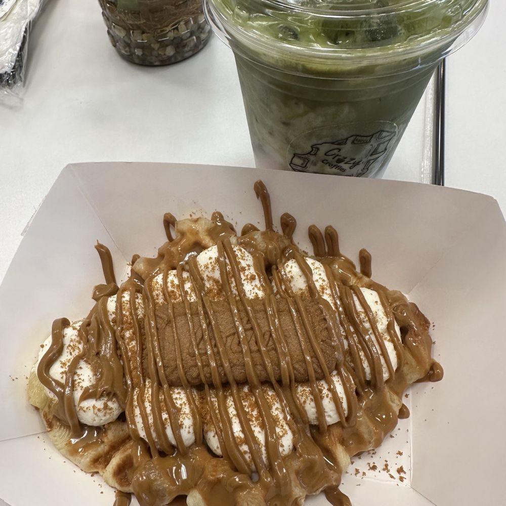 Biscoff and iced matcha latte Biscoff and iced matcha latte