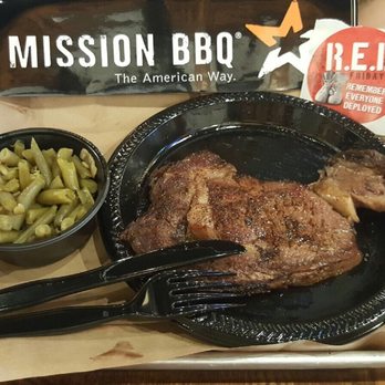 Mission BBQ - Ribeye and green beans with bacon - Barbeque Near Me - Davie, Florida Mission BBQ - Ribeye and green beans with bacon - Barbeque Near Me - Davie, Florida