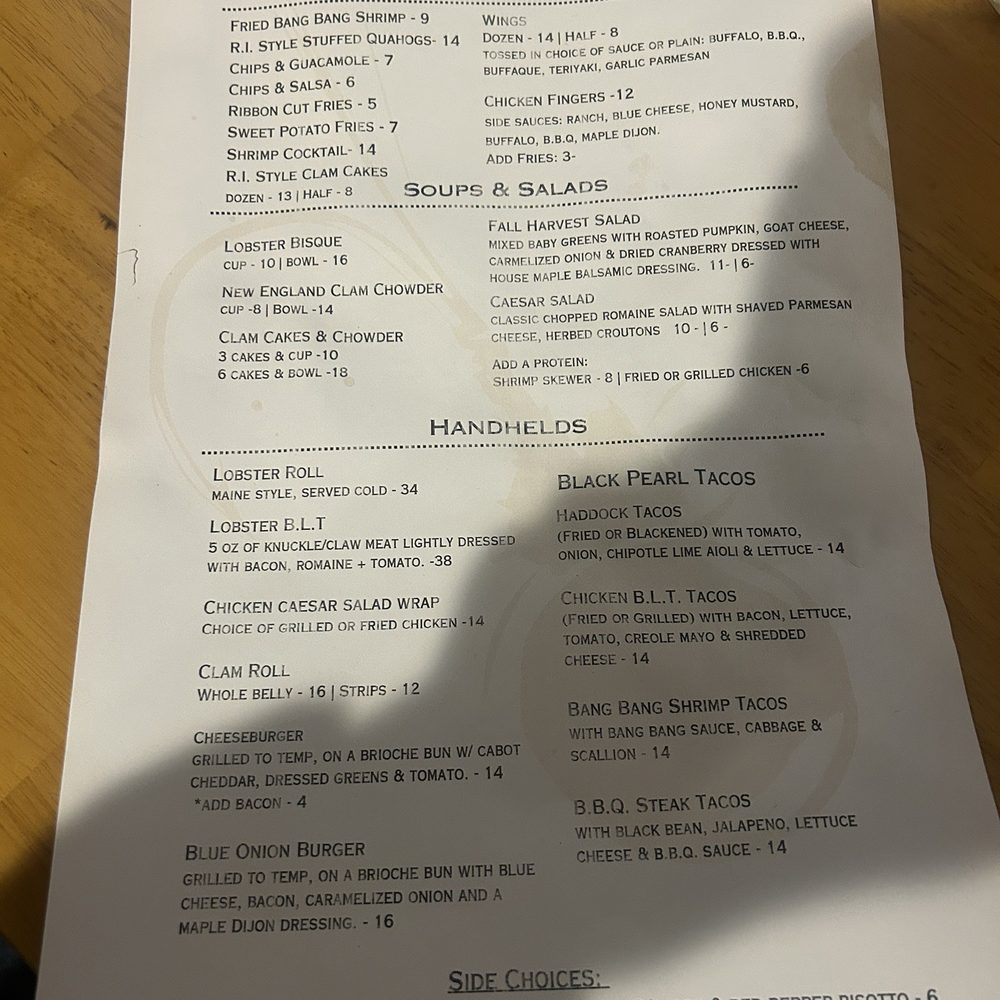 The Black Pearl - Menu - Seafood Near Me - Rangeley, Maine