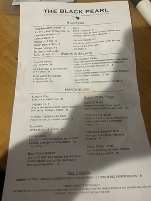 Menu photo 1 The Black Pearl Rangeley, ME