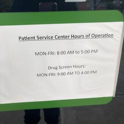 Quest Diagnostics - Hours of Operation, which are incorrect.