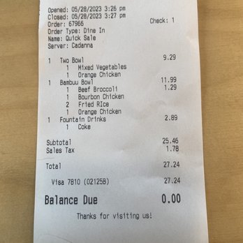 BAMBUU Asian Eatery - 2 people lunch bill - Asian Fusion Near Me - Vero Beach, Florida