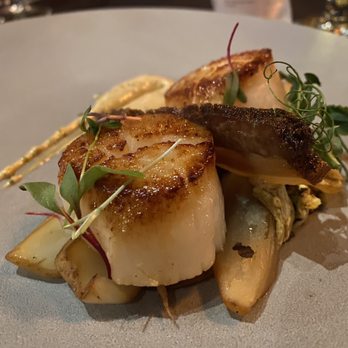 The Observatory - HOKKAIDO SCALLOPS confit pork belly, napa cabbage, gastrique - Canadian (New) Near Me - North Vancouver, British Columbia The Observatory - HOKKAIDO SCALLOPS confit pork belly, napa cabbage, gastrique - Canadian (New) Near Me - North Vancouver, British Columbia