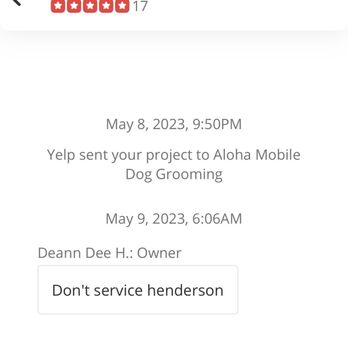 Aloha Mobile Dog Grooming - Response from Deann. - Pet Groomers Near Me Aloha Mobile Dog Grooming - Response from Deann. - Pet Groomers Near Me