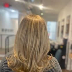 Beaming Salon - Warm gold balayage hair color