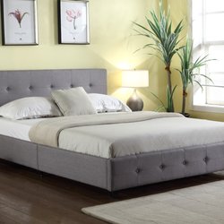 Wholesale Furniture Brokers - Grace Grey Linen Tufted Queen Platform Bed